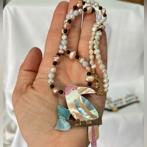 VTG| Lee Sands Abalone/freshwater Pearl Bird Necklace